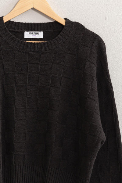 "A Great Escape" Long Sleeve Square Texture Sweater