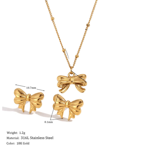 "The Charlotte Set" 18k Gold Plated Bow Set