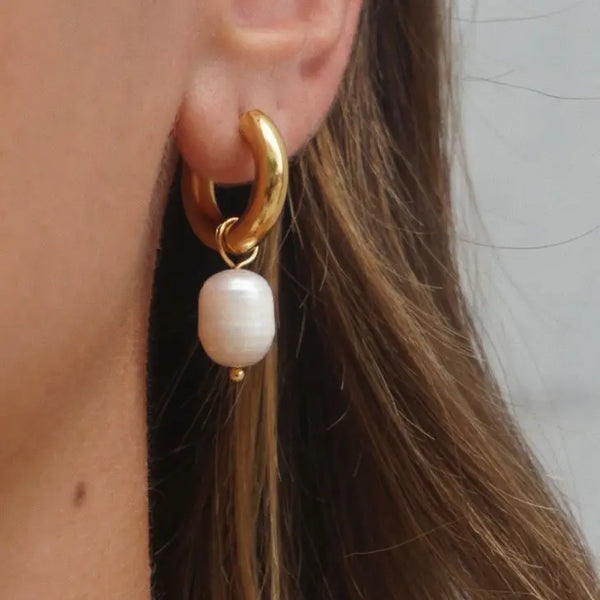 Ellie Vail "Melrose" Mini Hoop Pearl Earrings