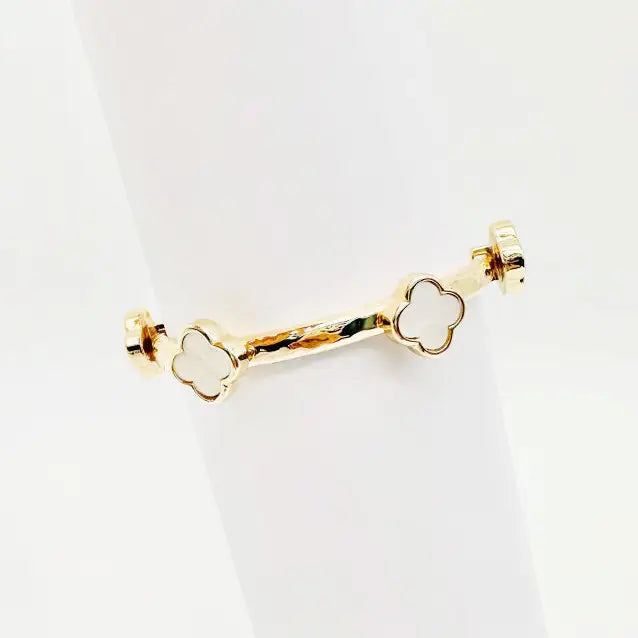 "Give Me A Chance" Gold Clover Stone Bracelet