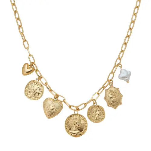 "Sending Love" Gold Coin Charm Necklace