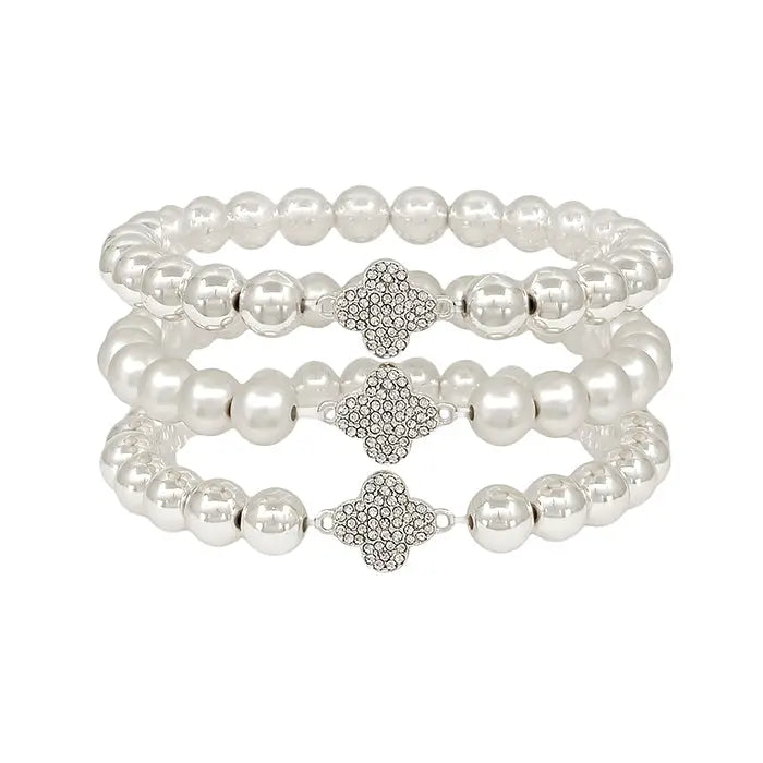 "Thinking Of You" Silver Beaded Bracelet Set