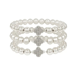 "Thinking Of You" Silver Beaded Bracelet Set