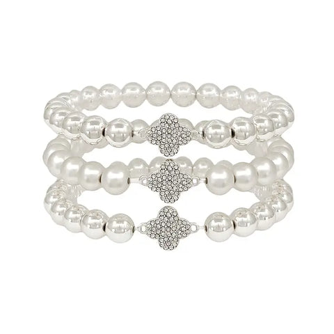 "Thinking Of You" Silver Beaded Bracelet Set