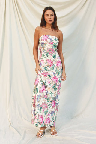 Wherever You Went Strapless Draped Back Maxi Dress