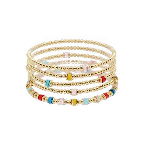 "Stay Here" Multi Crystal Beaded Stretch Bracelets