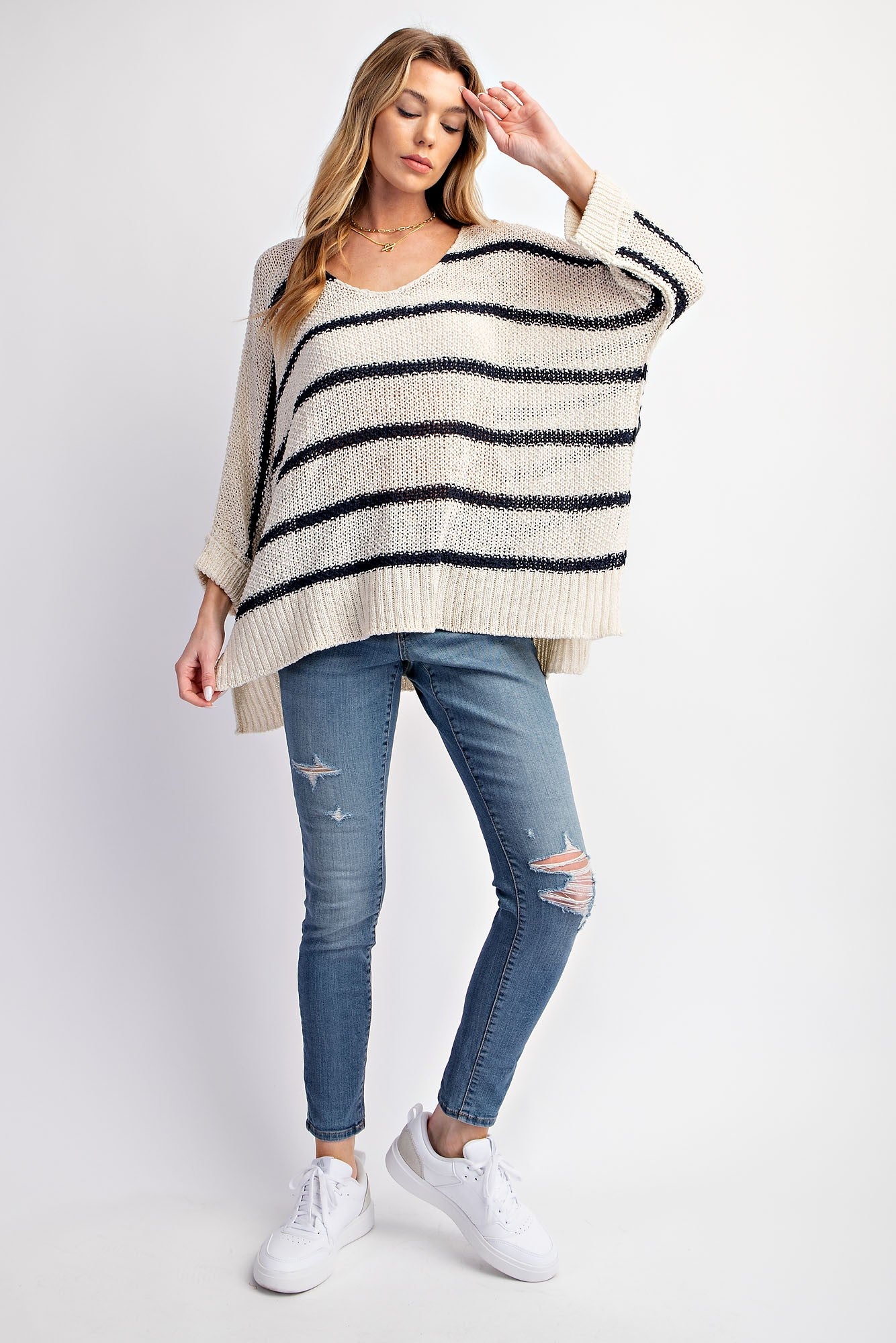 "All The Time" Plus V-Neck Pullover Sweater Top