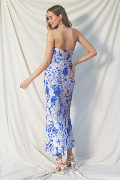 "Risky Moves" Floral Print Strapless Maxi Dress