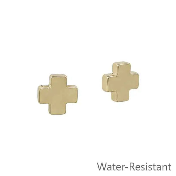 "Lover Girl" Gold Cross Stud Earrings