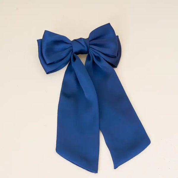 "Wish You The Best" Satin Navy Hair Bow