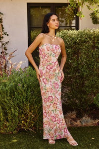 "With The Girls" Strapless Draped Back Maxi Dress