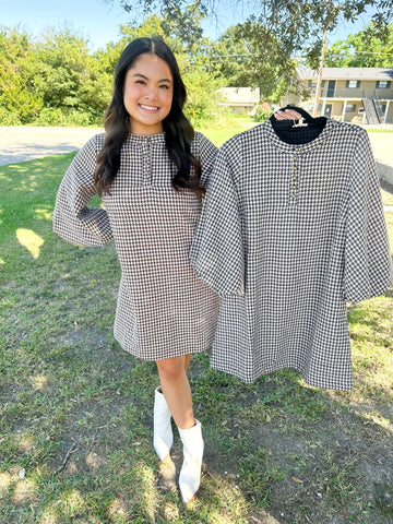 "Nice Try Sweetheart" Houndstooth Pocket Dress