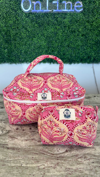 "Pink Trellis" Quilted Bags