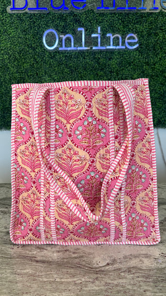 "Pink Trellis" Quilted Bags