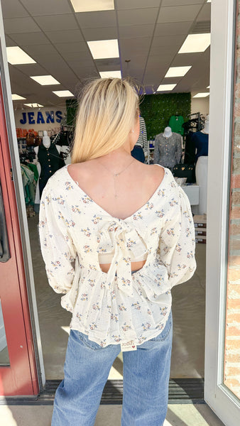 "Easy Enough" Floral Print Long Sleeve Gauze Top