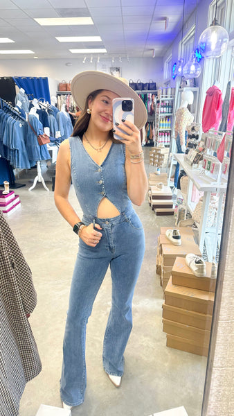 "Chasing Our Dreams" Bootcut Denim Jumpsuit