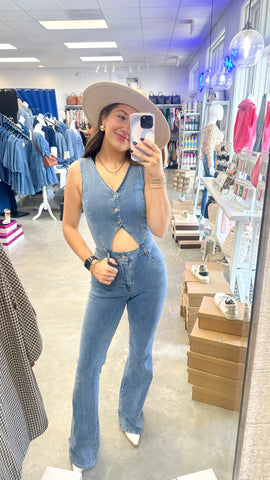 "Chasing Our Dreams" Bootcut Denim Jumpsuit