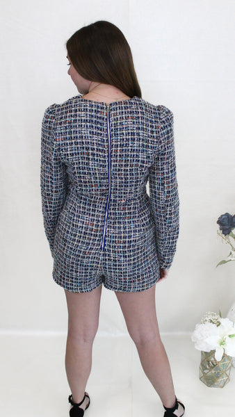 "A Love That Never Fails" Long Sleeve Tweed Romper