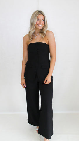 "Yet To Come" Button Front Tube Top And Pant Set