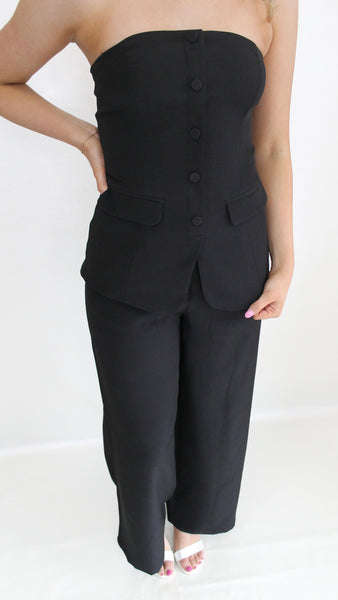 "Yet To Come" Button Front Tube Top And Pant Set