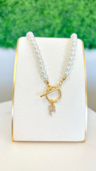 Pearl Pendant Initial Necklace