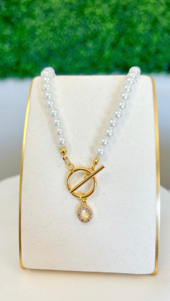 Pearl Pendant Initial Necklace