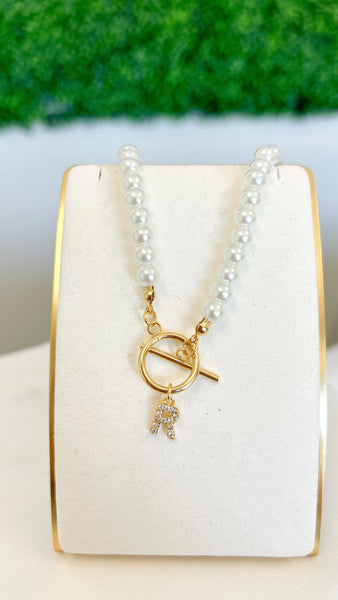 Pearl Pendant Initial Necklace