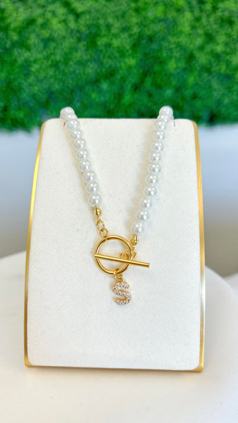 Pearl Pendant Initial Necklace