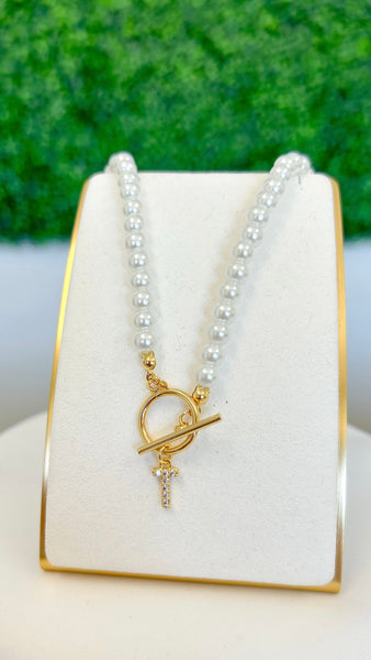 Pearl Pendant Initial Necklace