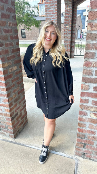 A New Opportunity Oversized Button Down Mini Dress