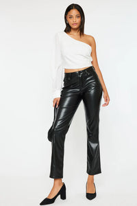 KanCan "Lanie" High Rise Faux Leather Slim Straight Leg Jean