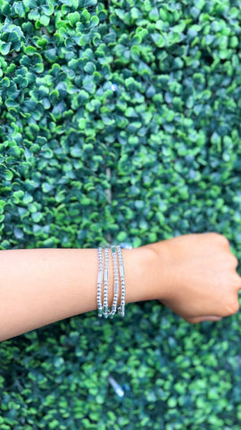 "If I Knew" Silver Beaded Stretch Bracelet Set