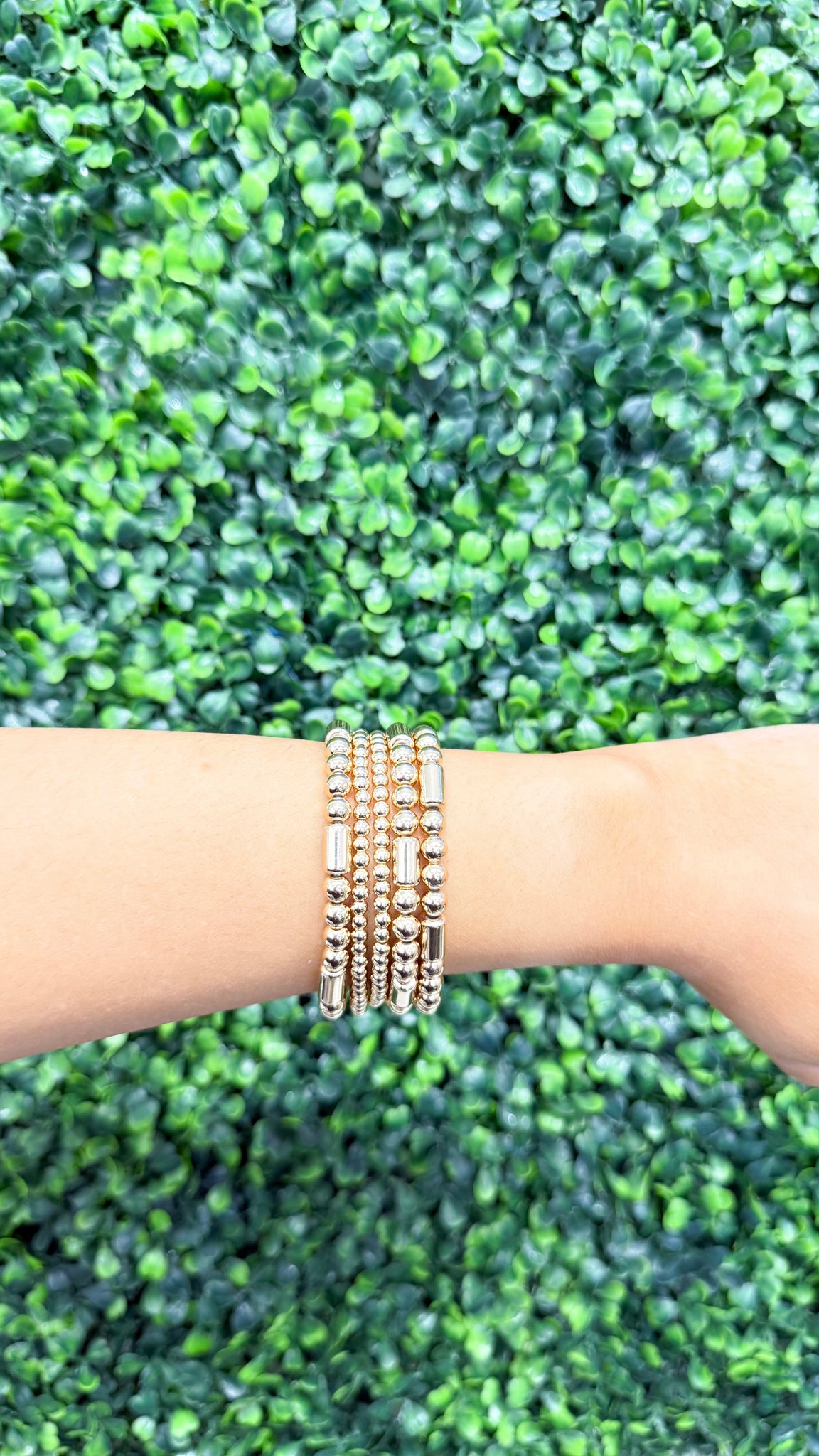 "Never Ending" Gold Beaded Stretch Bracelet Set