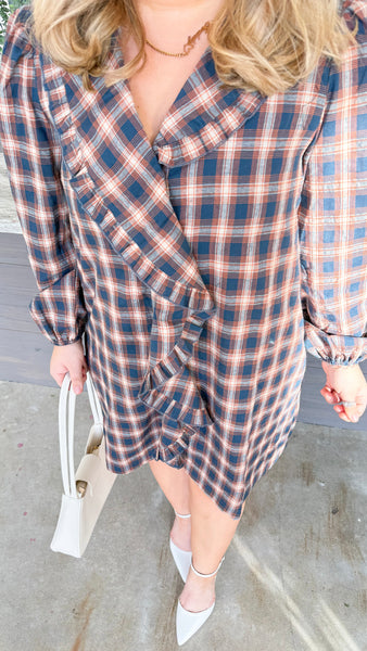 "Not Your Average" Plaid Ruffle Dress