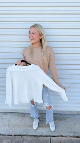 "Best Bet" Side Slit Long Sleeve Sweater Top