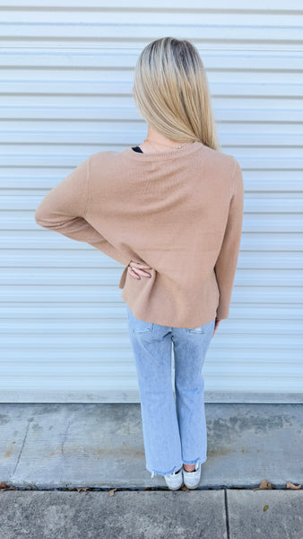 "Best Bet" Side Slit Long Sleeve Sweater Top