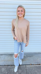 "Best Bet" Side Slit Long Sleeve Sweater Top