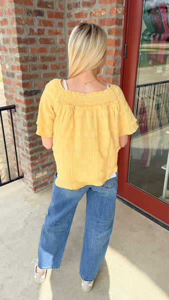 "Country Nights" Smocked Flutter Sleeve Top