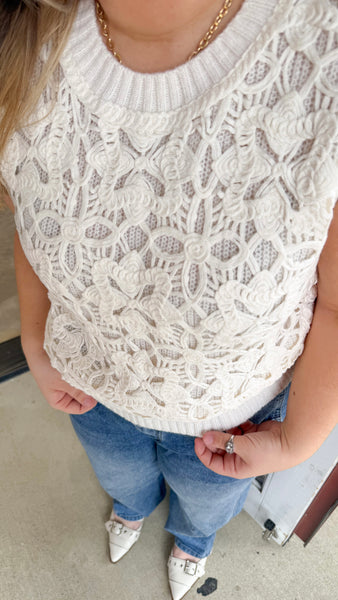 "I've Been Thinking" Sleeveless Crochet Top