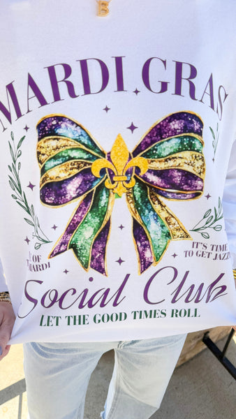 "Mardi Gras Social Club" Plus Graphic Sweatshirt