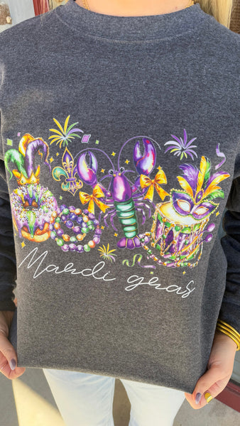 "Let's Celebrate" Plus Mardi Gras Graphic Sweatshirt