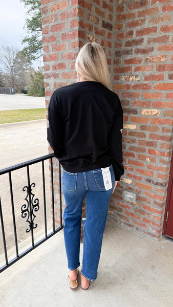 "I'll Be There" Sequin Mardi Gras Bow Sweatshirt