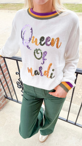 "Queen Of Mardi" Sequin Mardi Gras Top