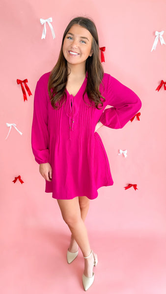 "Outta Sight" V-Neck Long Sleeve Flowy Dress