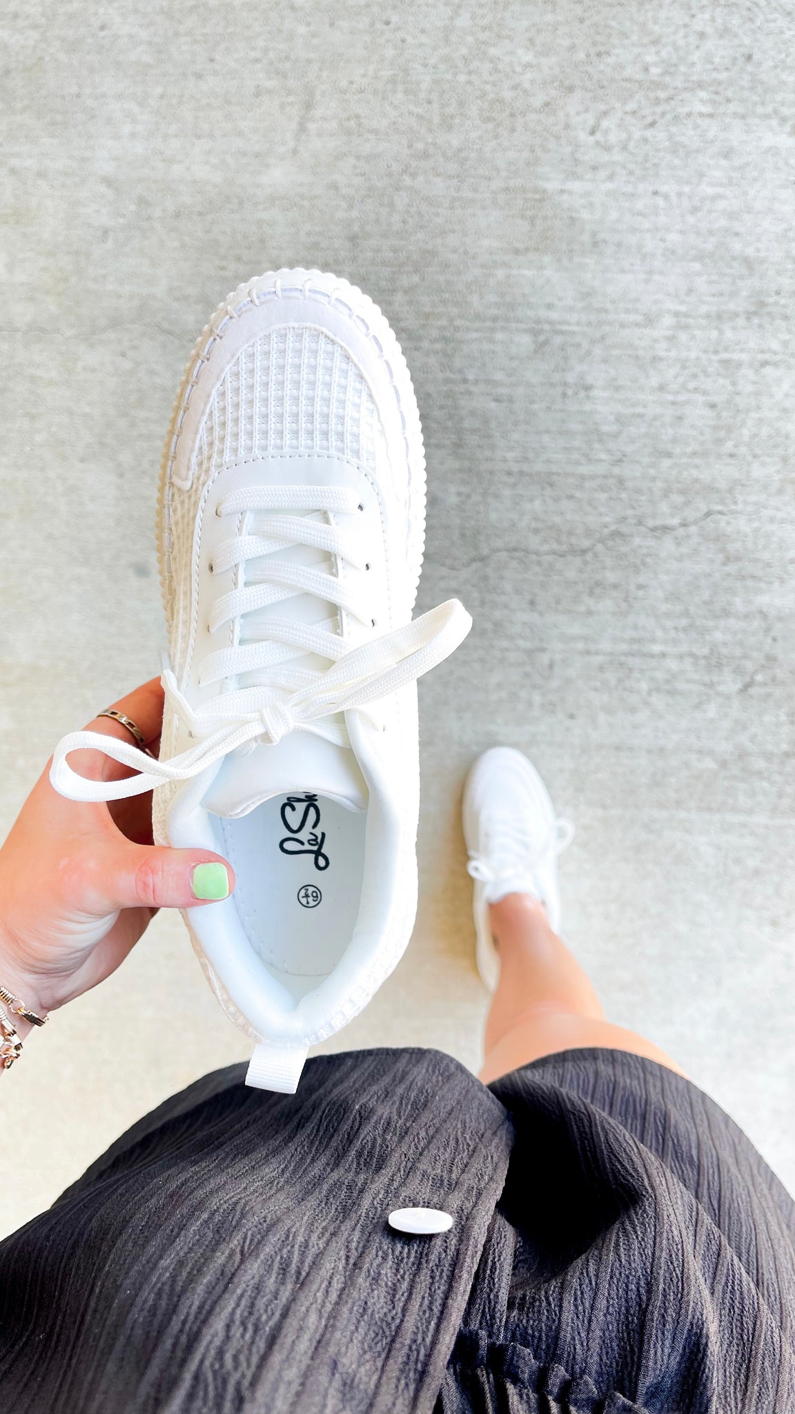 "Valerie" White Lace Up Sneaker