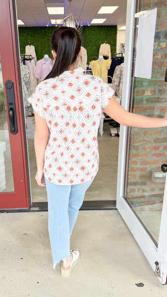 "Single Ladies" Short Sleeve Button Down Top