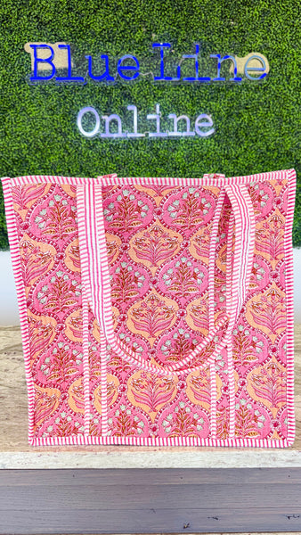 "Pink Trellis" Quilted Bags