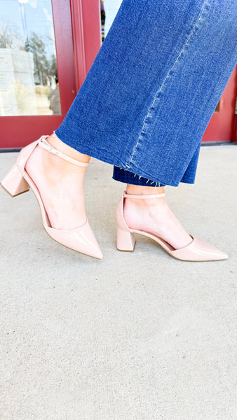 "Nora" Closed Toe Ankle Strap Heel