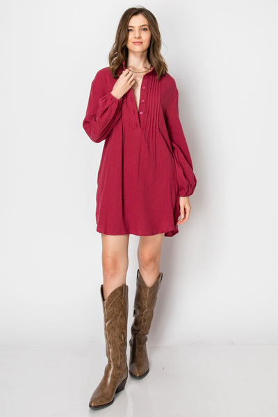 "Keeping You Wild" Long Sleeve Button Down Dress