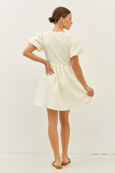 "Need Your Love" Bubble Textured Bow Tie Mini Dress